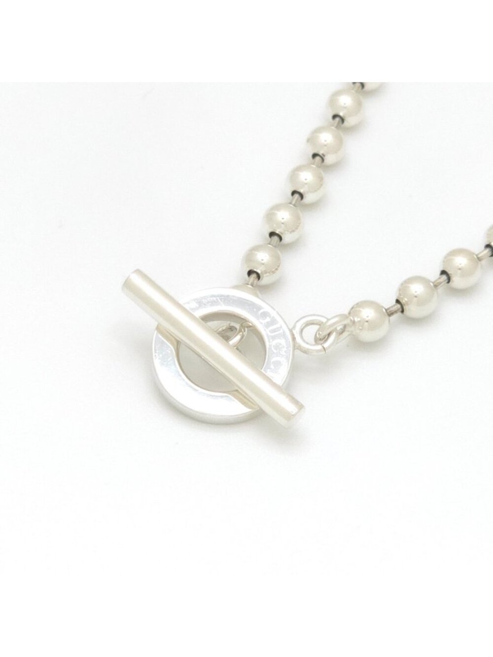 Gucci Ball Chain Necklace Toggle Mantel Sterling Silver